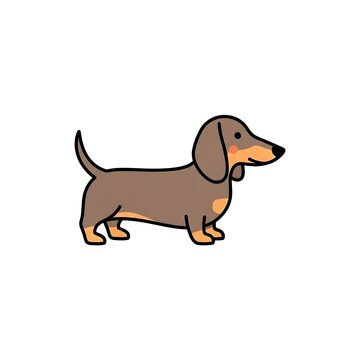 Cute minimalist brown dachshund vector dog illustration