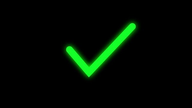 Animation check on Alpha Channel background. Green check mark icon on green circle explosion animation. Yes sign. Correct vote icon on Alpha Channel  background. Motion graphics. 4k video