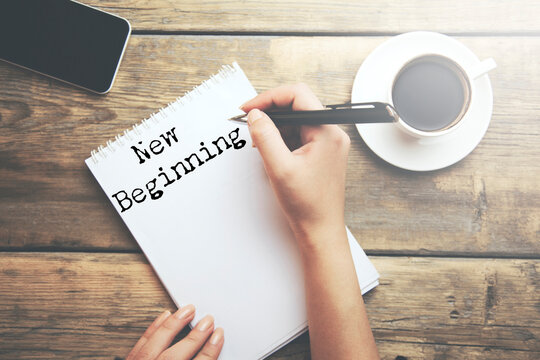 New Beginning text on paper