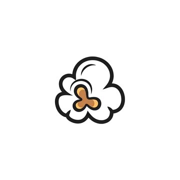 Popcorn vector logo with bold outlines on white background