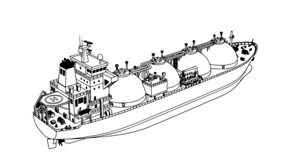 Naklejka premium Industrial LNG Tanker Vessel Technical Gas Transportation Vector Design