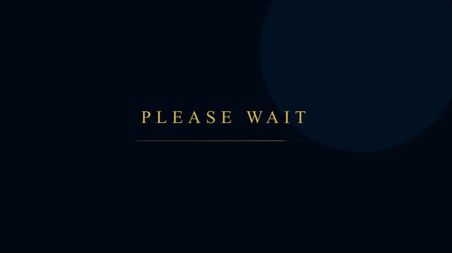 Elegant gold please wait text appearing on dark blue background