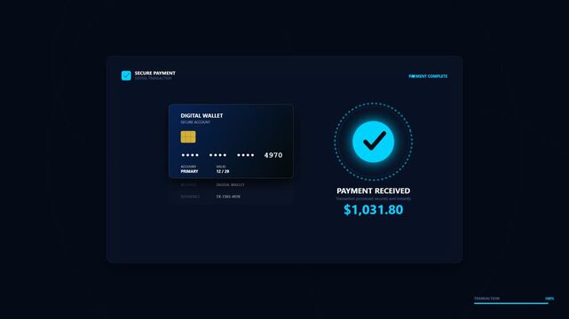 digital payment processing interface showing successful money transfer