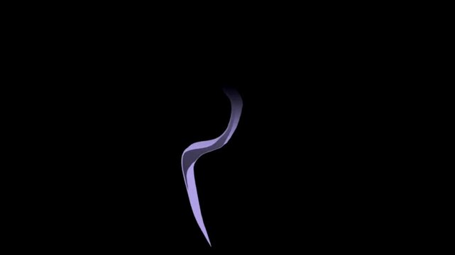 Stylized smoke rises smoothly in a gentle 2d animated trail against a dark background.