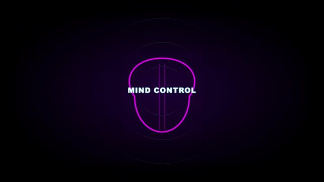 Glowing mind control visualization of a human head in neon pink