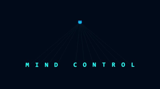 Futuristic digital animation revealing mind control text