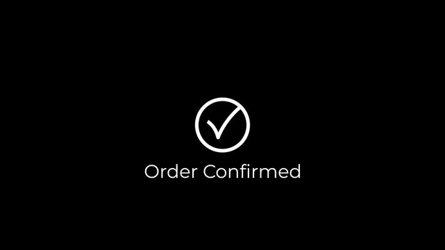 order confirmed success animation with check mark circle and radial burst.