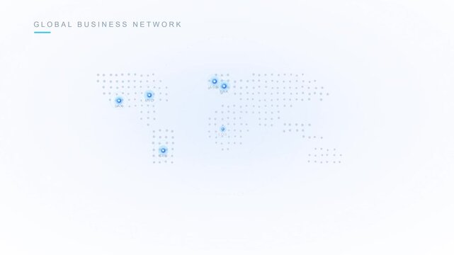 Global business network concept with digital world map and connection points for corporate data and communication technology