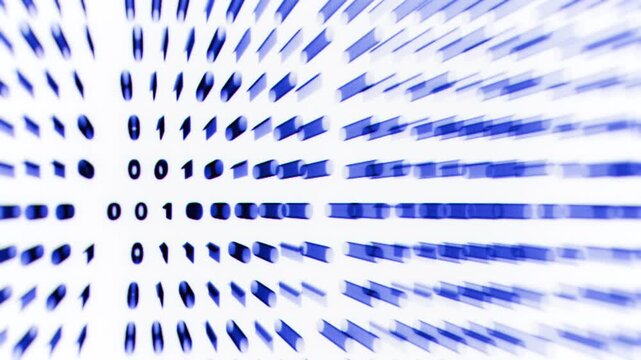 Blue Binary Code Numbers on White Background Overlay