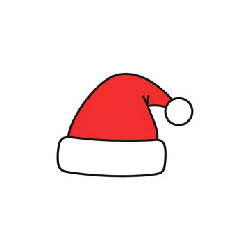 Red santa hat vector icon for christmas celebration