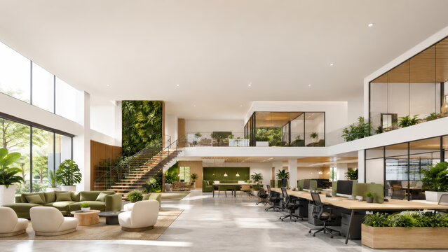 Modern office interior inside a contemporary interior with natural light and a spacious functional layout