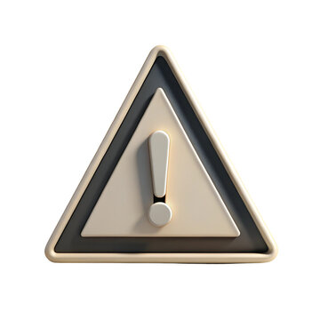 3d rendered warning sign with exclamation point isolated on transparent background