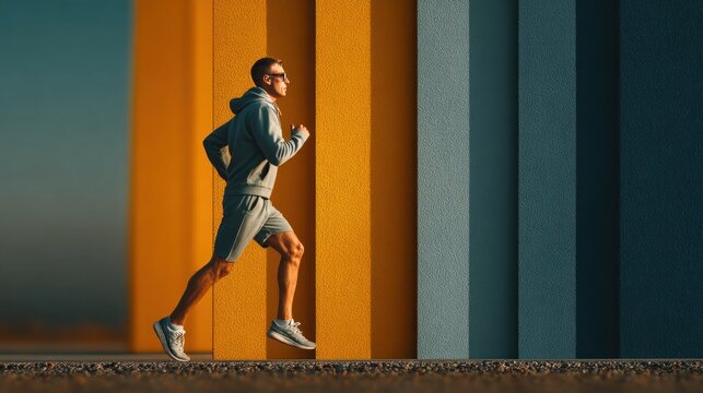 Man that is running on the sidewalk