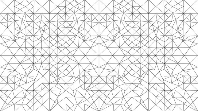 Minimalist geometric wireframe pattern, abstract black and white line art background, intricate architectural mesh texture for web design