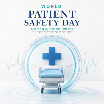 World patient safety day illustration with hospital bed