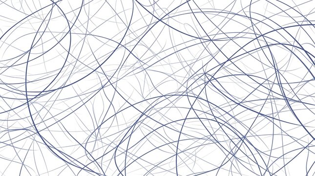 Minimalist abstract line art, tangled blue pencil strokes on white background, chaotic hand-drawn scribbles for modern graphic design