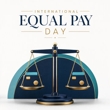 Equal pay day balance scale illustration