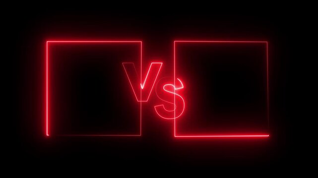 glowing Neon versus icon animation glowing letter vs v and s sport challenge team fight competition sign symbol icon animation