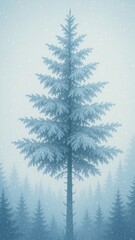 Fototapeta premium Serene snowy pine tree wallpaper for mobile