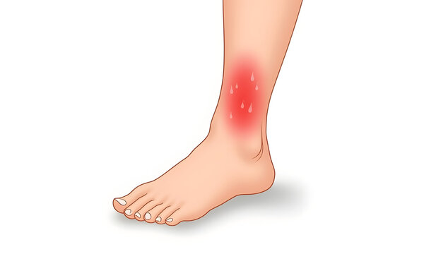 Medical Illustration of Human Lower Leg with Red Inflamed Shin Area