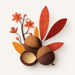 Fototapeta premium Colorful autumn acorns illustration