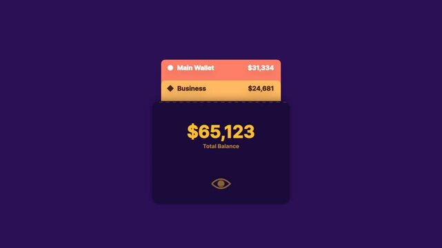 Digital wallet interface showing personal and business account balance summary