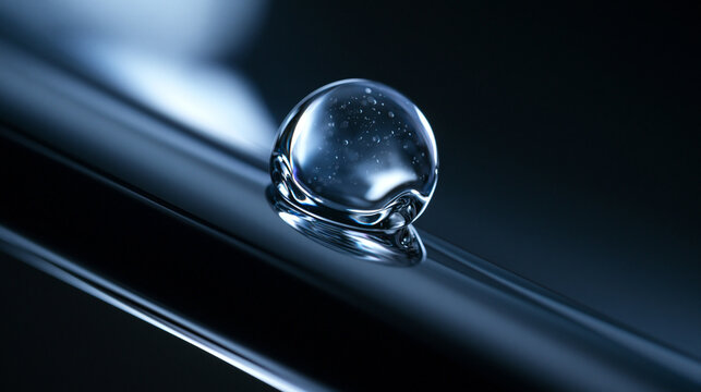 Clear Serum Gel Droplet on Sleek Reflective Surface