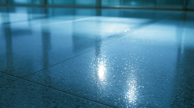 Clean Polished Floor Surface with Modern Interior Reflection