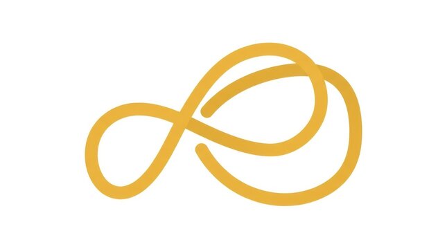 Abstract Yellow Infinity Symbol Shape on White Background - Endless Loop, Connection, Forever Concept