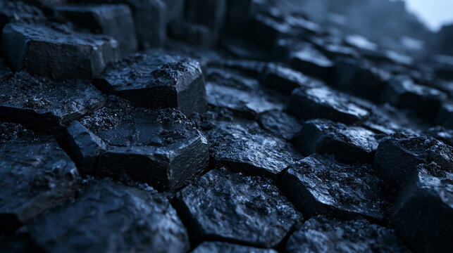 Hexagonal Basalt Columns Geological Rock Texture Close Up