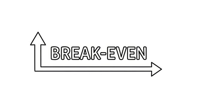Break-Even Point Concept: Upward Arrow and Horizontal Arrow Symbolizing Financial Success and Business Growth