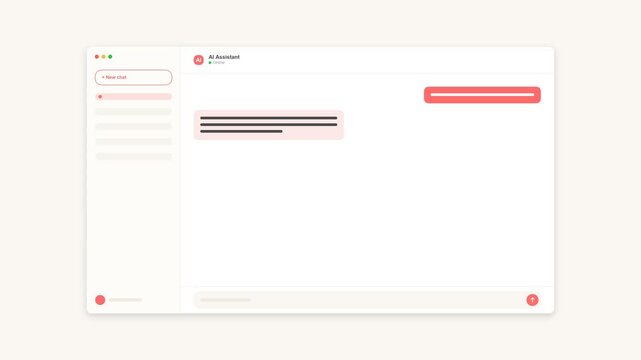 Minimalist chat interface animation with text message bubble communication
