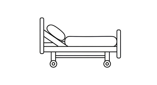 Hospital Bed Line Art Icon, Medical Equipment, Healthcare Symbol, Simple Vector Illustration
