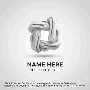 Modern 3D Abstract Logo Design, Geometric Structure, Isolated