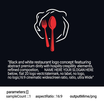 Restaurant Logo Concept: Spoon and Fork, Abstract Swirl, Red and White