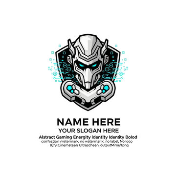 Robotic Head Gaming Logo - Futuristic Mascot, Esports Icon, Cyberpunk Emblem