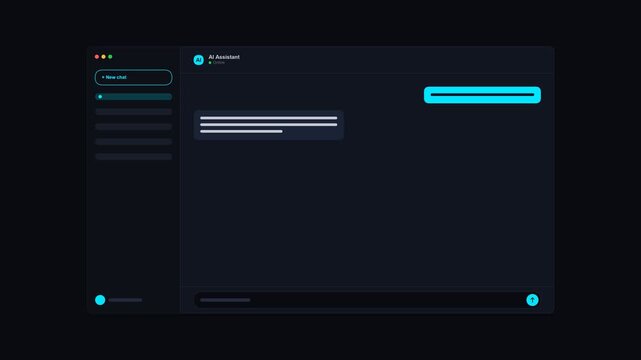 animated ai chat interface window showing live conversation