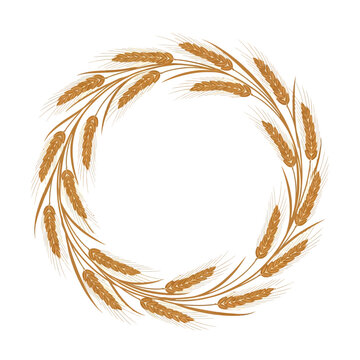 Wheat Wreath Isolated Transparent Background Circle Border Decoration