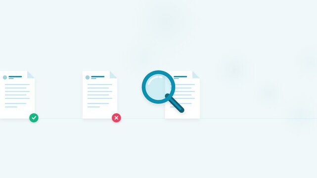 document review process using magnifying glass to inspect pages