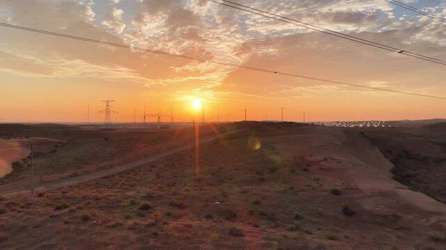 Aerial View of Utility-Scale Solar Farm with Battery Energy Storage System in Arid Desert