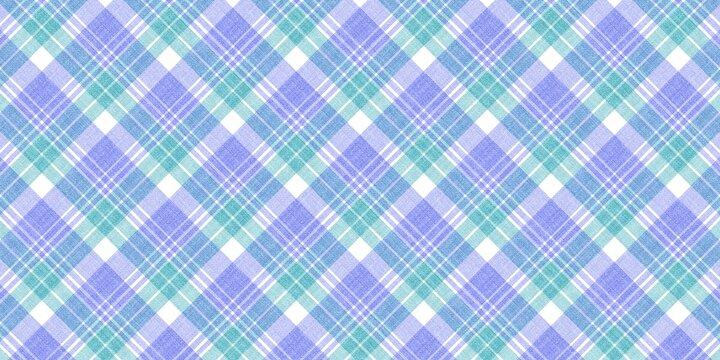 Blue and purple diagonal tartan plaid pattern texture background for textile print. Classic blue argyle pattern backdrop.