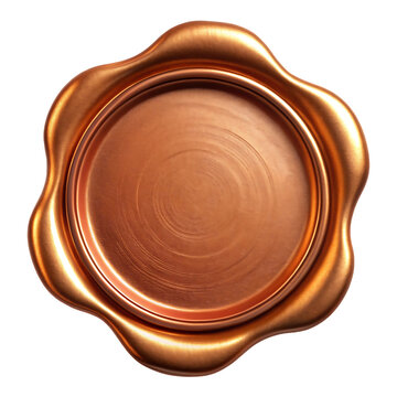 Realistic copper wax seal with a smooth surface ideal for design elements isolated on transparent background
