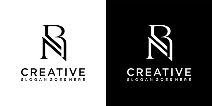 RN or NR initial letter logo design vector template