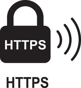 HTTPS Lock Icon Secure Website Connection, SSL TLS Encryption, Web Protection, Internet Security Symbol, Flat and Line Vector Isolated on Transparent Background