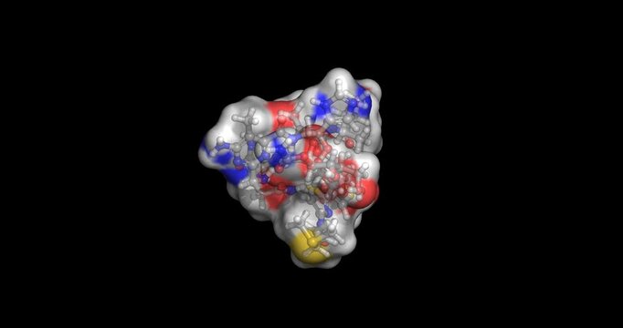 Bleomycin, glycopeptide drug for Hodgkin lymphoma and testicular cancer, 3D molecule spinning, 4K