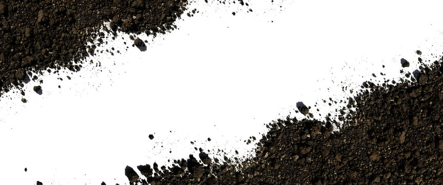 Top left and bottom right corner frame of brown dirt on black