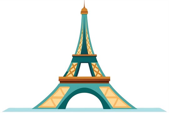Eiffel Tower Vector Illustration in Flat Colorful Architectural Style