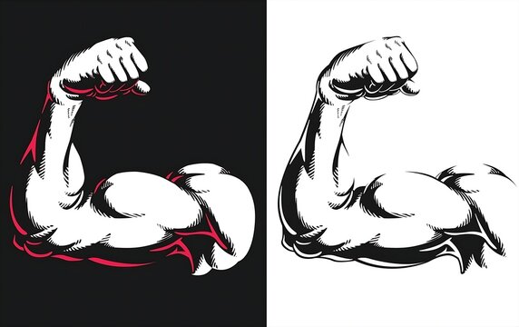 Muscular Arm Bicep Flexing Vector Illustration for Fitness and Gym Logo