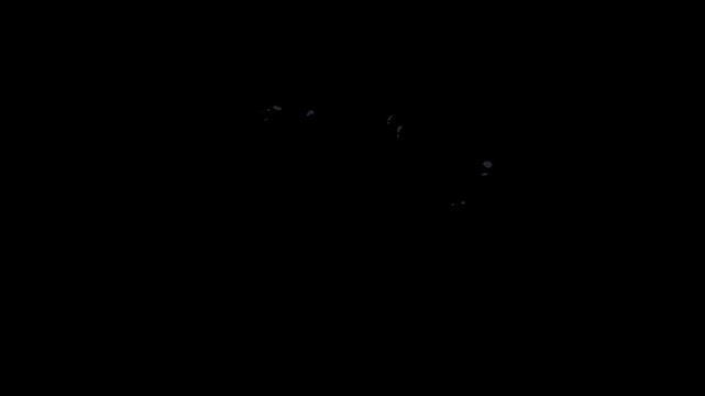Ground explosion bursts violently with fire and dark smoke in a 2d animation.