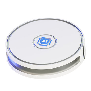 3D rendering of White circular robotic vacuum cleaner icon for smart home cleaning 